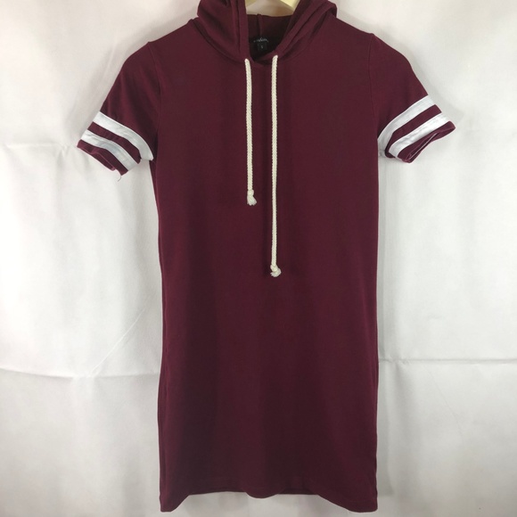 Ambiance Hooded Short Sleeve Sporty Jersey Dress - Picture 2 of 6